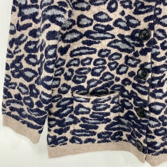 Ann Taylor Merino Wool Alpaca Leopard Print Blend Button Down Sweater Cardigan - Picture 2 of 6